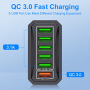 6-Ports Multifunctional Quick Charging USB Travel Charger Power Adapter, Model: Yellow EU Plug