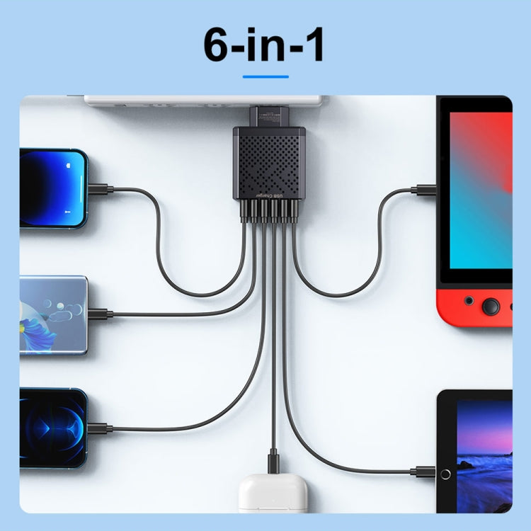 6-Ports Multifunctional Quick Charging USB Travel Charger Power Adapter, Model: Yellow EU Plug