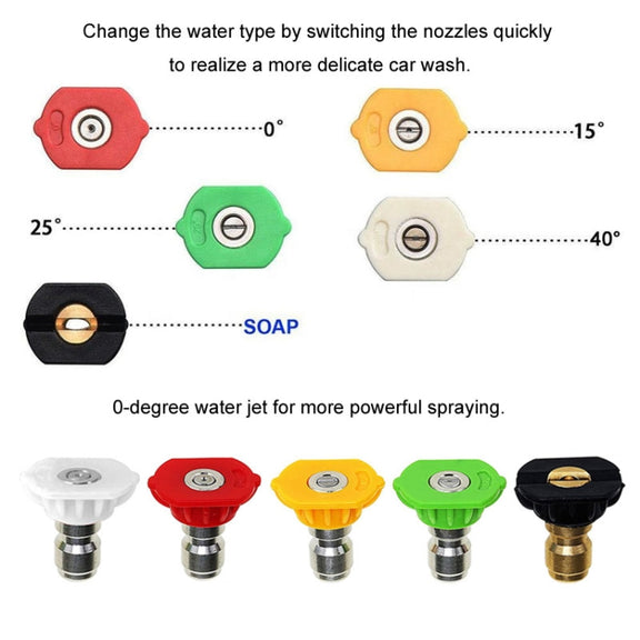 For Karcher K2-K7 Series High Pressure Washer Foam Lance Adapter, Specification: 1/4 Female Connector + 5 Nozzle