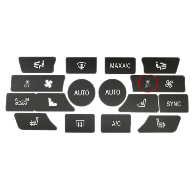 For BMW 5 Series/7 Series/X5/C6/F10/F01/F15 Air Conditioning Button Repair Sticker, Style: C 16pcs With OFF