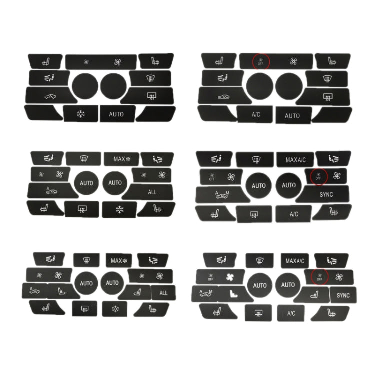 For BMW 5 Series/7 Series/X5/C6/F10/F01/F15 Air Conditioning Button Repair Sticker, Style: C 16pcs With OFF