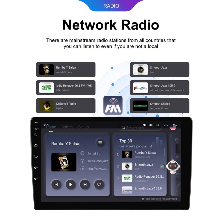 10.1 inch 6+128G Android Universal HD Large Screen Car Bluetooth Player Android GPS Navigation Integrated Machine(Standard)