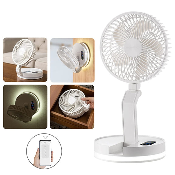 F200 Foldable Remote Control Wall-mounted Fan LED Light Desktop Rotating Fan, Color: Regular Model
