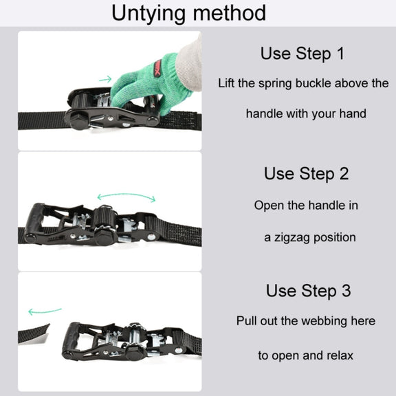 Motorcycle Ratchet Tensioner Cargo Bundling And Luggage Fixing Straps, Length: 2m