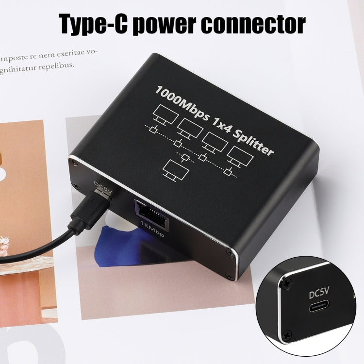 1 To 4 Gigabit Network Splitter Network Sharer RJ45 Network Cable Splitter
