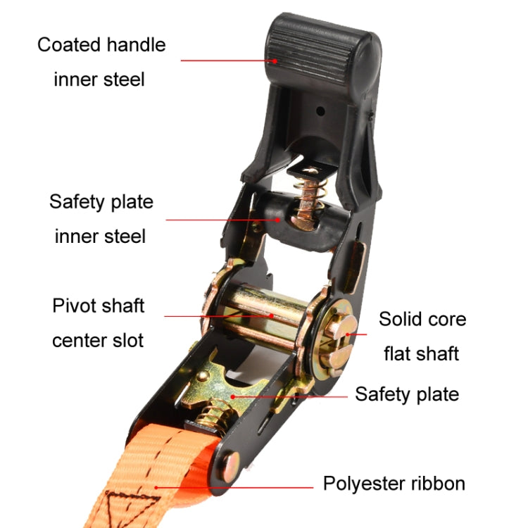 Motorcycle Ratchet Tensioner Cargo Bundling And Luggage Fixing Straps, Specification: Black 1.5m