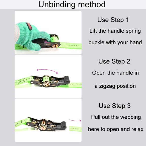 Motorcycle Ratchet Tensioner Cargo Bundling And Luggage Fixing Straps, Specification: Fluorescent Green 1m