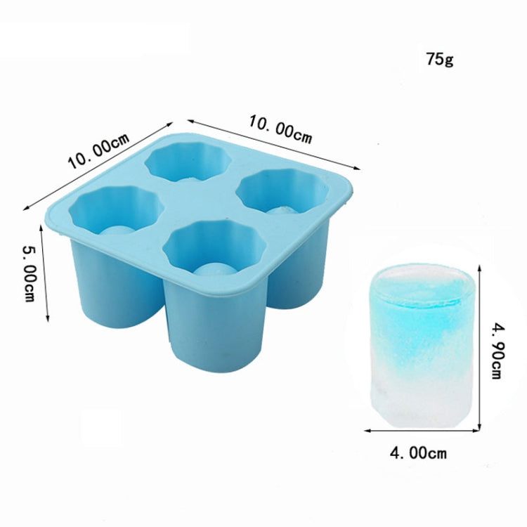 Four Hole Ice Cup Silicone Mold Compartment Cylindrical Coke Whiskey Ice Cube Maker Mold(Red)