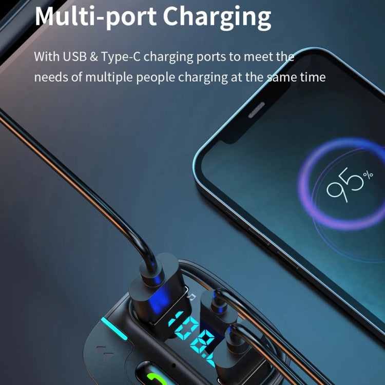 Car Bluetooth MP3 Player Ambient Light Charger(Black)
