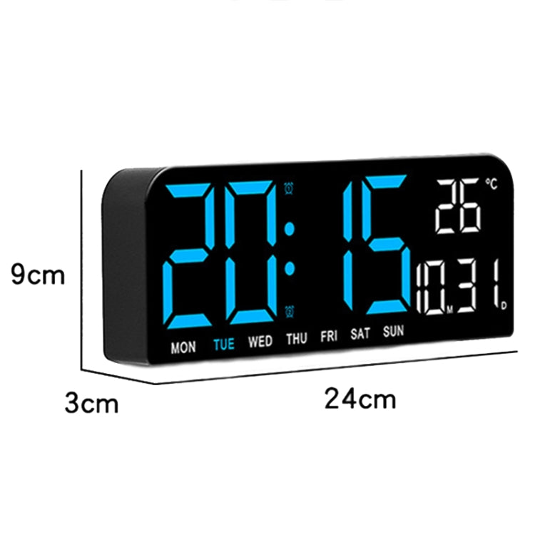 LED Screen Digital Display Desktop Alarm Clock Multifunctional Decoration Wall Clock(Blue)