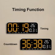 LED Screen Digital Display Desktop Alarm Clock Multifunctional Decoration Wall Clock(Blue)