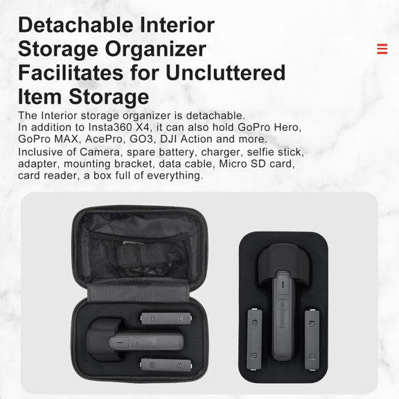 For Insta360 X5 / X4 aMagisn Storage Bag Hard Shell Protective Case(Gray)