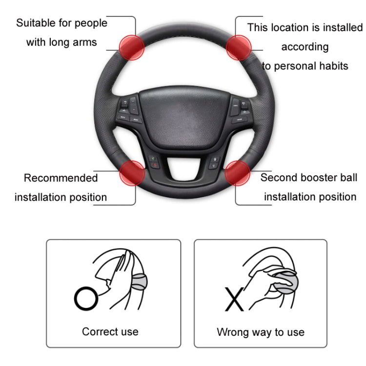 Steering Wheel One-Hand Turning Bearing Type Power-Saving Ball(Black)