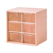 Transparent Desktop Small Objects Compartment Drawer Organizer Hair Accessories Storage Case, Color: 6 Grids Pink