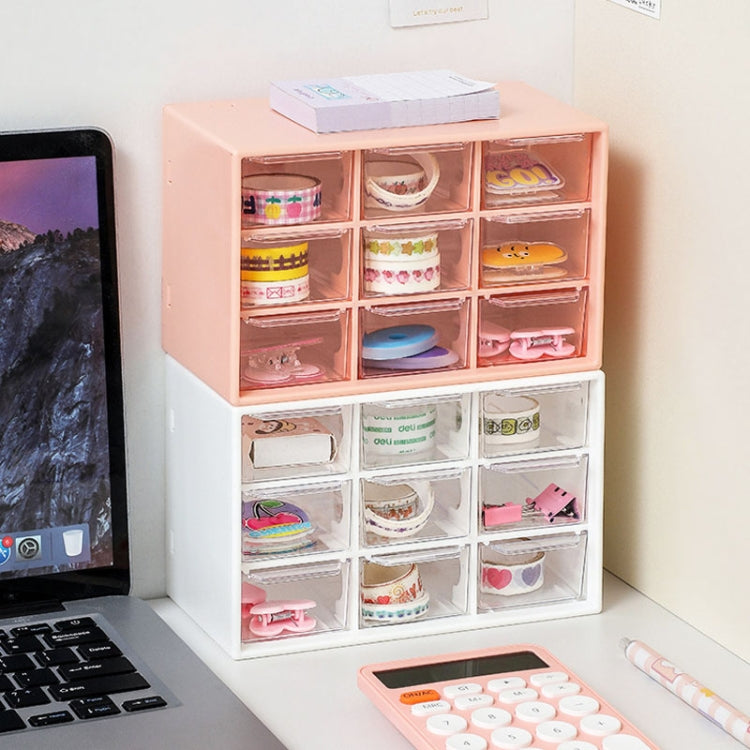 Transparent Desktop Small Objects Compartment Drawer Organizer Hair Accessories Storage Case, Color: 9 Grids White