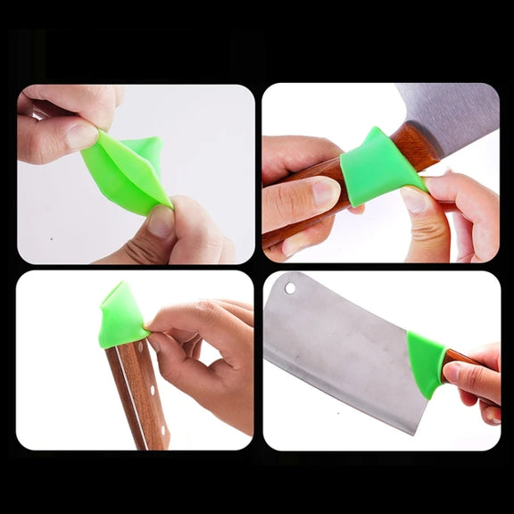 5pairs Home Kitchen Silicone Handle Protector Knife Back Protective Cover