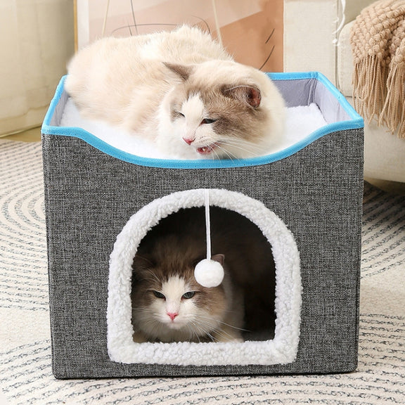Multifunctional Sisal Cats Scratching Board Foldable Pet Bed(Dark Gray)