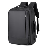 Expandable Business Water-resistant Laptop Backpack With USB Port(Black)