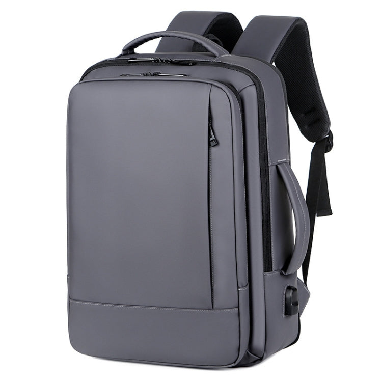 Expandable Business Water-resistant Laptop Backpack With USB Port(Grey)