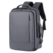 Expandable Business Water-resistant Laptop Backpack With USB Port(Grey)