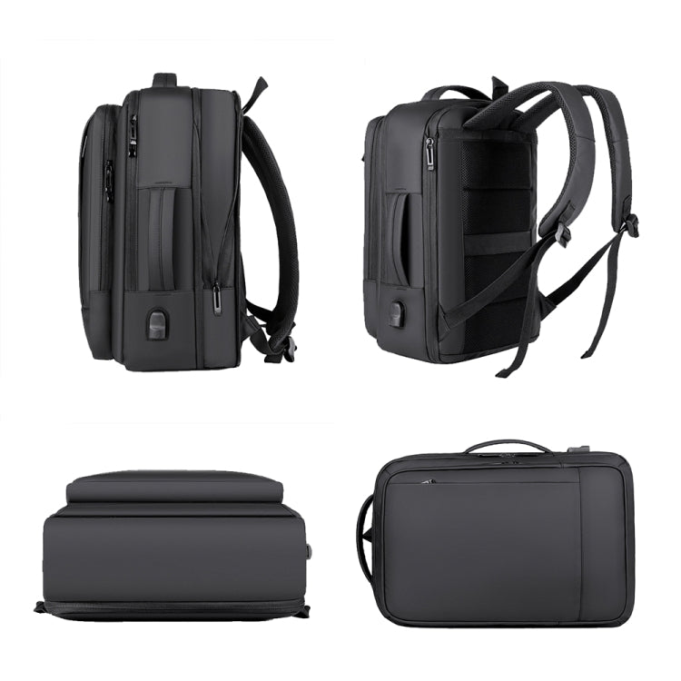 Expandable Business Water-resistant Laptop Backpack With USB Port(Grey)