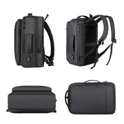 Expandable Business Water-resistant Laptop Backpack With USB Port(Grey)