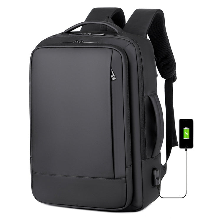 Expandable Business Water-resistant Laptop Backpack With USB Port(Grey)