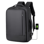Expandable Business Water-resistant Laptop Backpack With USB Port(Grey)