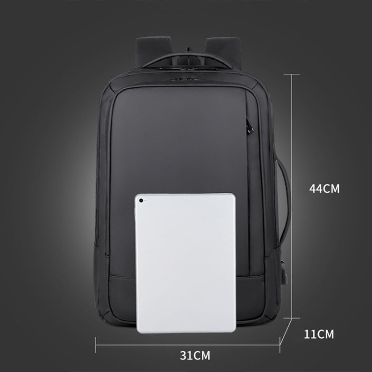 Expandable Business Water-resistant Laptop Backpack With USB Port(Grey)