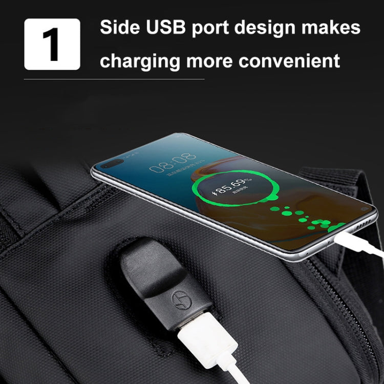 Expandable Business Water-resistant Laptop Backpack With USB Port(Grey)