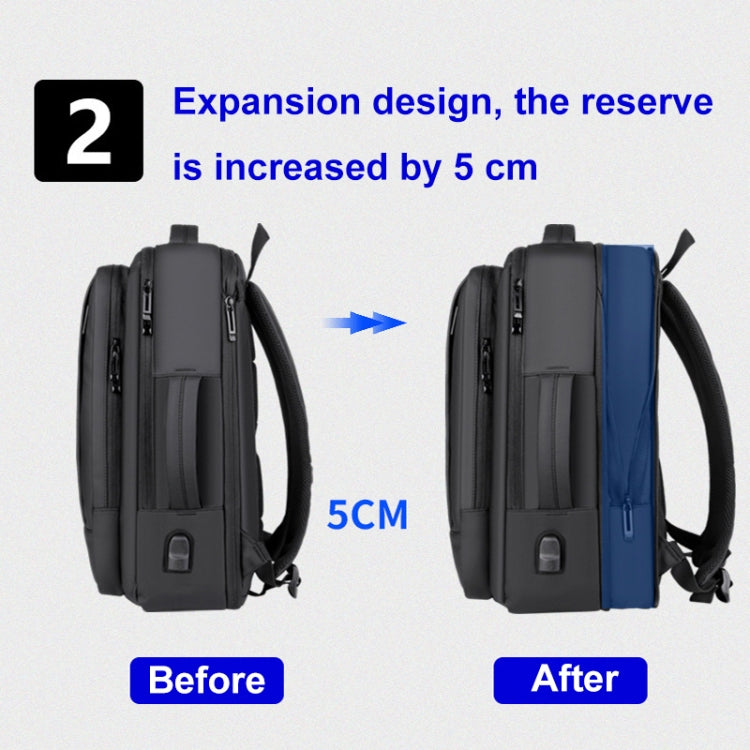 Expandable Business Water-resistant Laptop Backpack With USB Port(Grey)