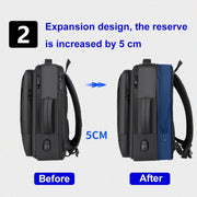 Expandable Business Water-resistant Laptop Backpack With USB Port(Grey)