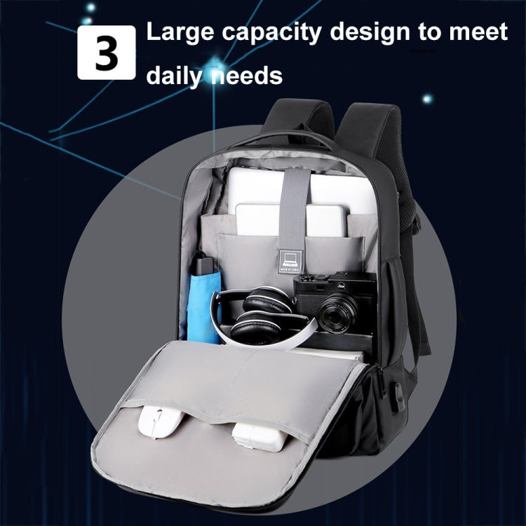 Expandable Business Water-resistant Laptop Backpack With USB Port(Grey)