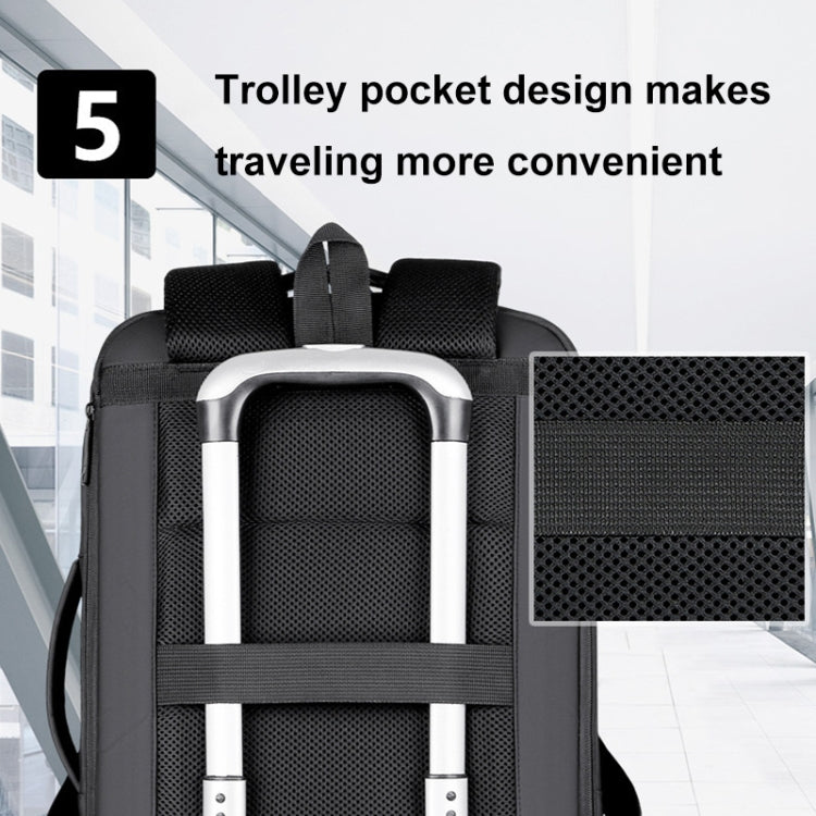 Expandable Business Water-resistant Laptop Backpack With USB Port(Grey)