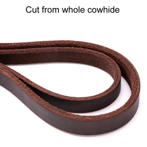 1.2 x 150cm Pet Outing Cowhide Towing Leash Dog Training Harness(Bronze Hook)