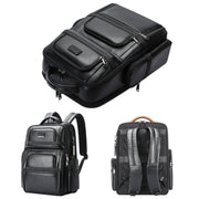 Bopai 61-17311 Large-capacity First-layer Cowhide Laptop Backpack With USB+Type-C Port(Plain)