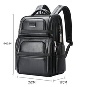 Bopai 61-17311 Large-capacity First-layer Cowhide Laptop Backpack With USB+Type-C Port(Plain)