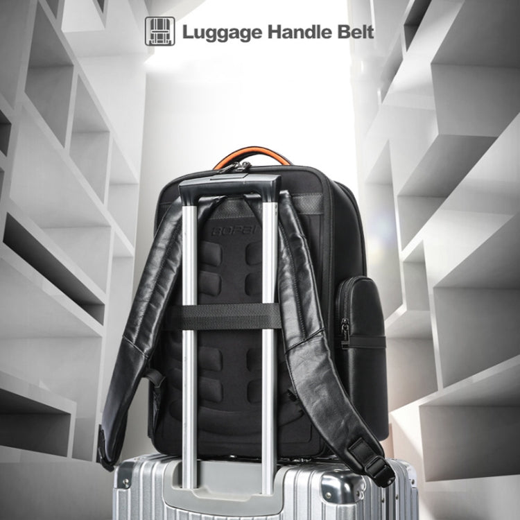 Bopai 61-17311 Large-capacity First-layer Cowhide Laptop Backpack With USB+Type-C Port(Plain)