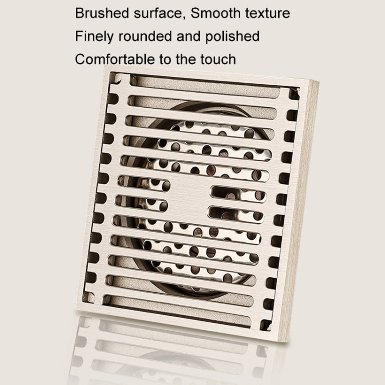 All Copper Brushed Anti-Odor Floor Drain Gravity Copper Core Bathroom Floor Drain, Specification: Square Fine Sculpture Single Use