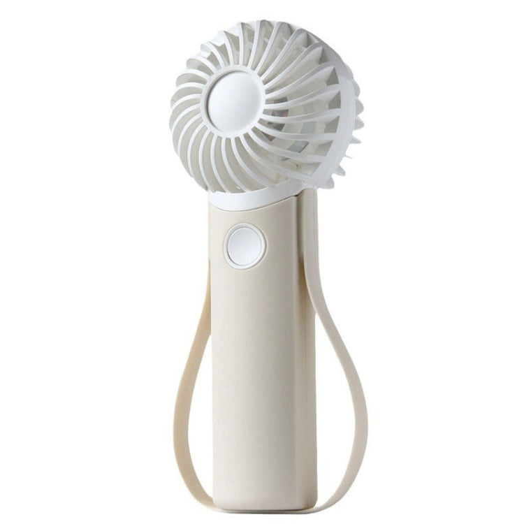Portable Handheld Quiet Fan Silicone Hanging Neck Small Electrical Fan(Beige)