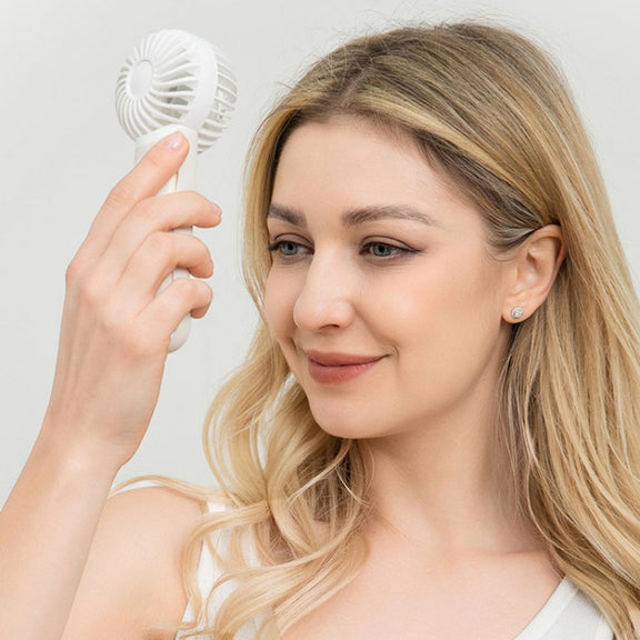 Portable Handheld Quiet Fan Silicone Hanging Neck Small Electrical Fan(Beige)
