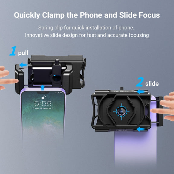 APEXEL F002X Universal Phone Adapter for Monoculars Binoculars Smartphone Holder Clip(Black)