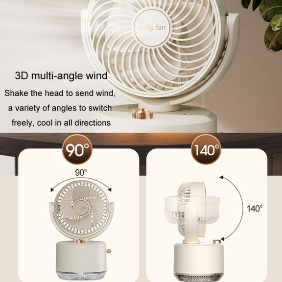 USB Charging Cooler Air Conditioning Fan Desktop Cooling Fan Swing Humidifier(Beige)