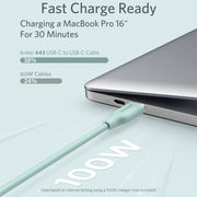 ANKER A8552 Powerline III 0.9m Skin Friendly Dual Type-C Data Cable PD100W Fast Charging Cable(Black)