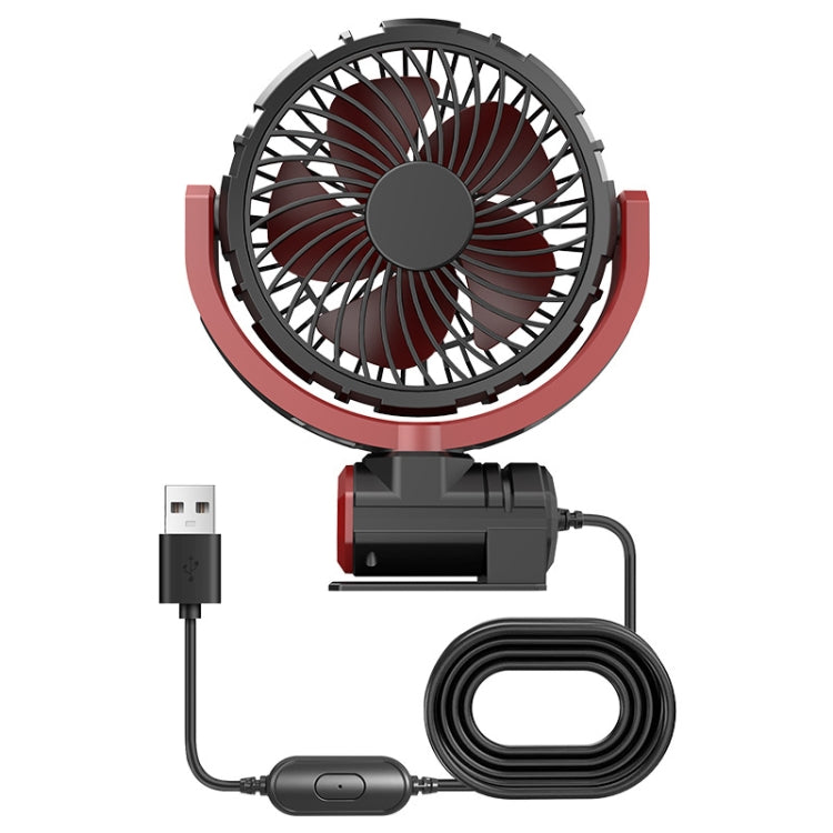 Car Foldable Steering USB Single-Head Fan(Black Red)