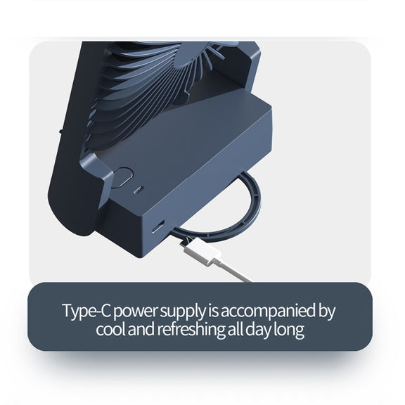 HX-123 USB Charging Wall-mounted Desktop Folding Thin and Light Small Fan(Blue)