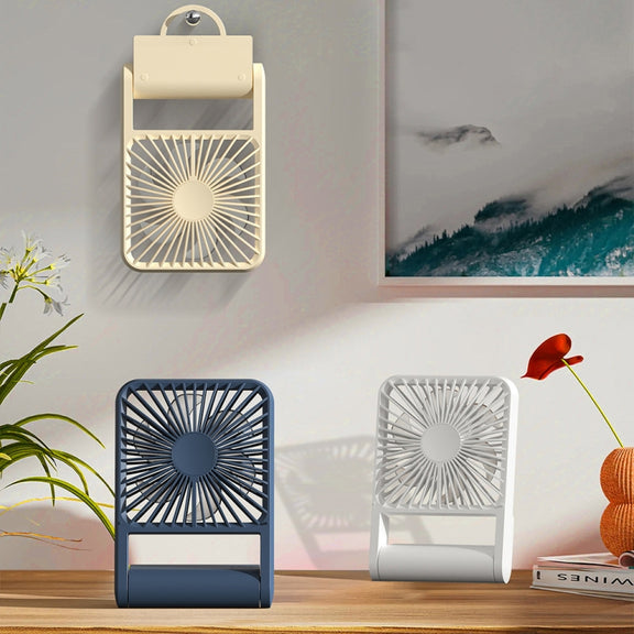 HX-123 USB Charging Wall-mounted Desktop Folding Thin and Light Small Fan(Blue)
