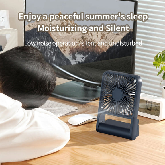 HX-123 USB Charging Wall-mounted Desktop Folding Thin and Light Small Fan(Blue)