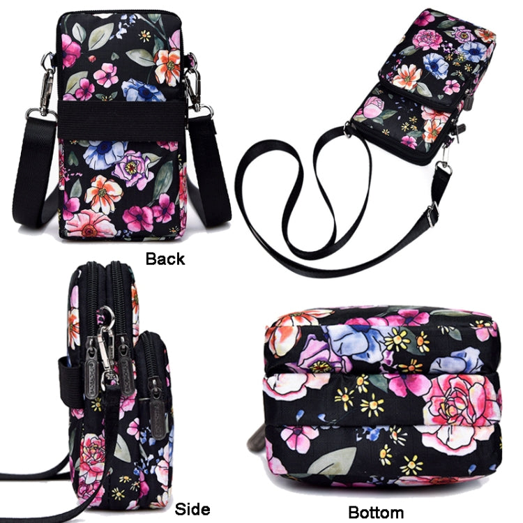 Printed Crossbody Mobile Phone Bag Mini Wallet With Arm Band, Style: Blue Leaf