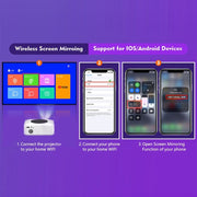 Y2S 1080P Mini LED WiFi Projector Support Wireless Wired Screen Mirroring Youtube Version(UK Plug)